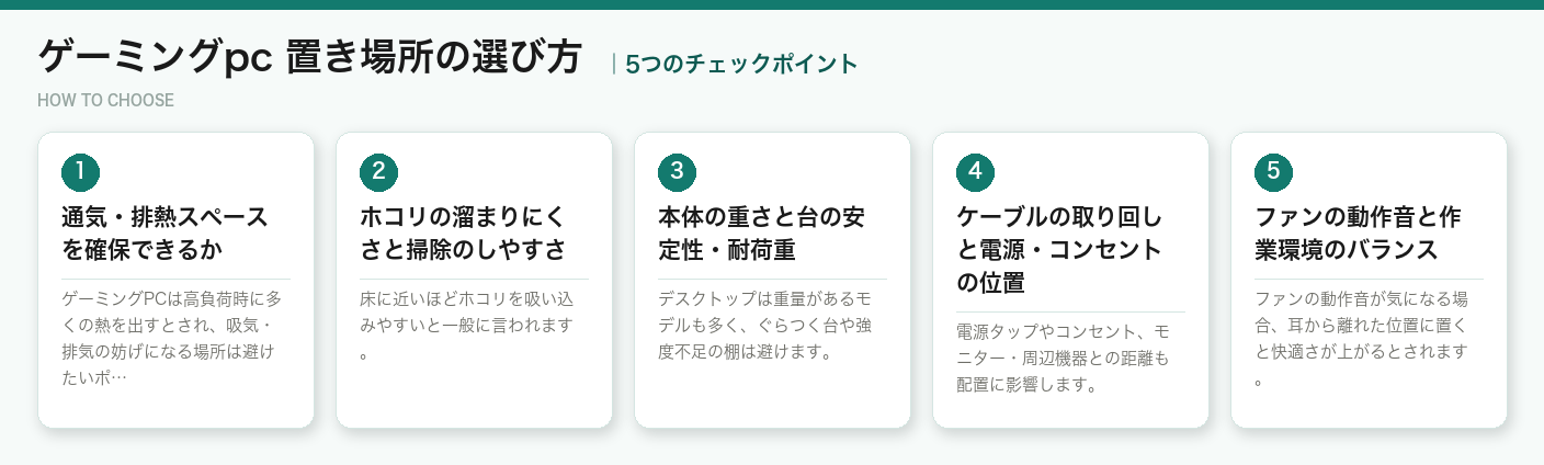 ゲーミングpc 置き場所の選び方5つのポイント(図解)