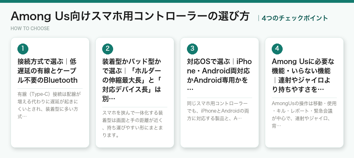 Among Us向けスマホ用コントローラーの選び方4つのポイント（図解）