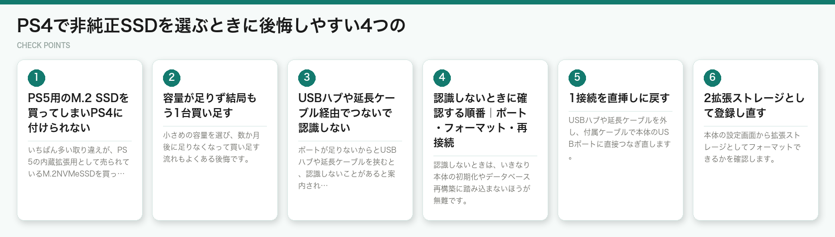 PS4で非純正SSDを選ぶときに後悔しやすい4つの（図解）