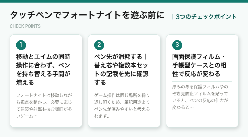タッチペンでフォートナイトを遊ぶ前にの3つのチェックポイント(図解)