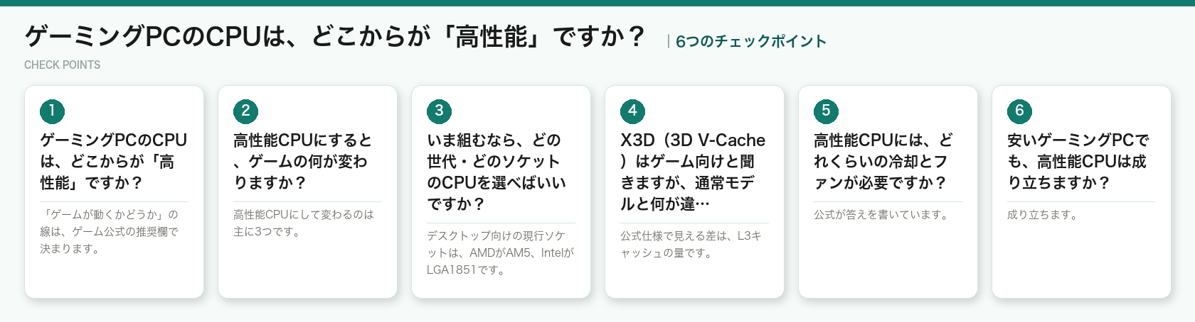 ゲーミングPCのCPUは、どこからが「高性能」ですか?の6つのチェックポイント(図解)