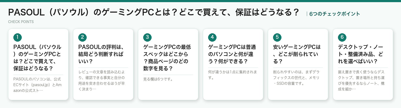 PASOUL（パソウル）のゲーミングPCとは？どこで買えて、保証はどうなる？の6つのポイント（図解）