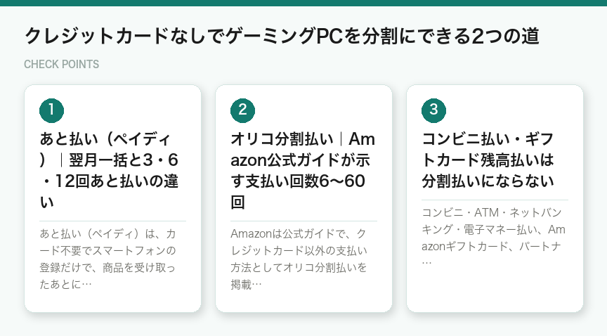 クレジットカードなしでゲーミングPCを分割にできる2つの道(図解)