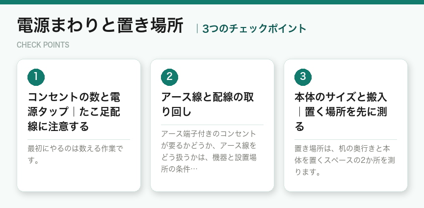 電源まわりと置き場所の3つのチェックポイント(図解)
