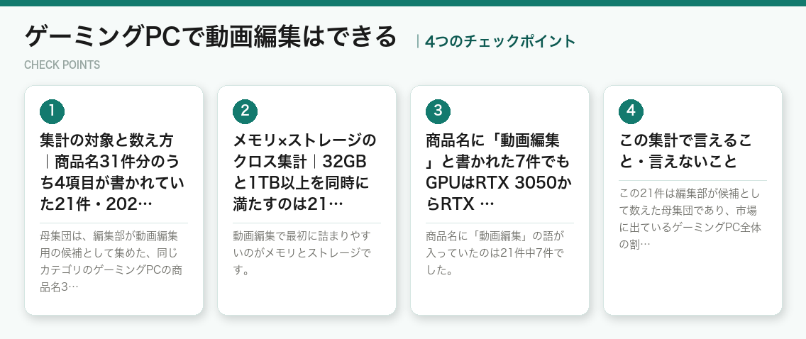 ゲーミングPCで動画編集はできるの4つのチェックポイント(図解)