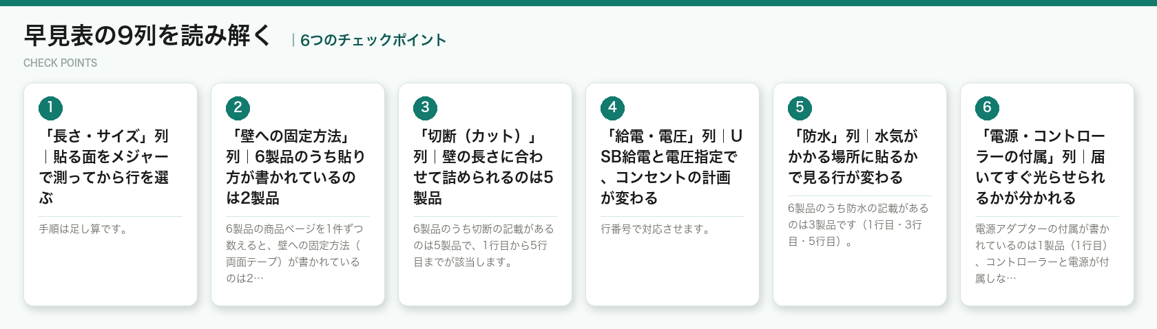 早見表の9列を読み解くの6つのポイント（図解）