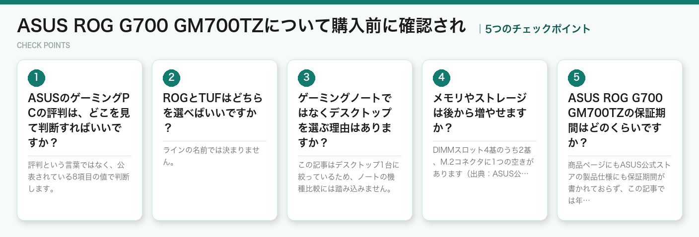 ASUS ROG G700 GM700TZについて購入前に確認されの5つのチェックポイント(図解)