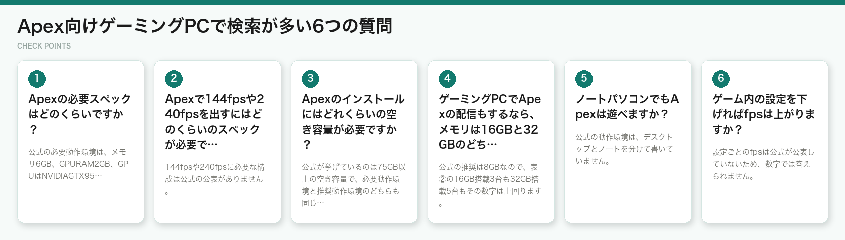 Apex向けゲーミングPCで検索が多い6つの質問(図解)