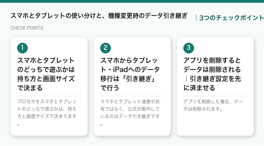 スマホとタブレットの使い分けと、機種変更時のデータ引き継ぎの3つのチェックポイント（図解）