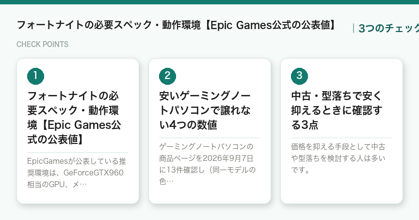 フォートナイトの必要スペック・動作環境【Epic Games公式の公表値】の3つのポイント（図解）