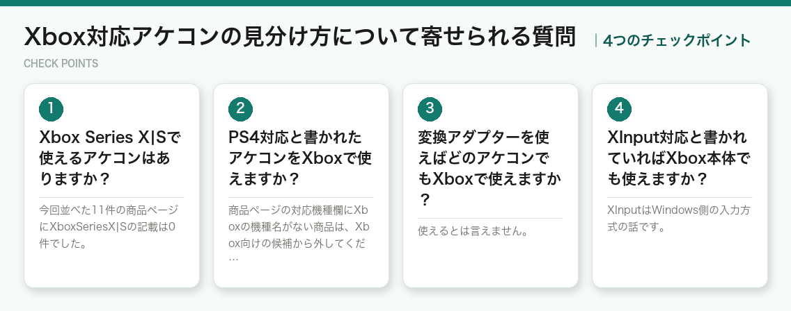 Xbox対応アケコンの見分け方について寄せられる質問の4つのチェックポイント（図解）