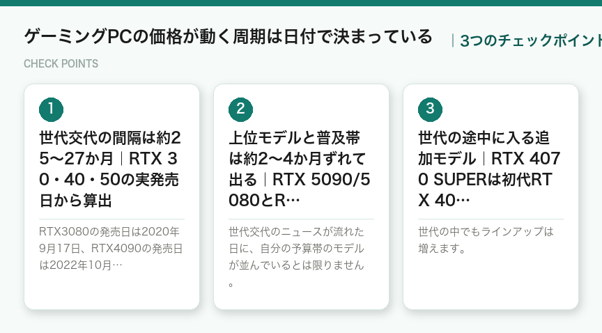ゲーミングPCの価格が動く周期は日付で決まっているの3つのポイント(図解)