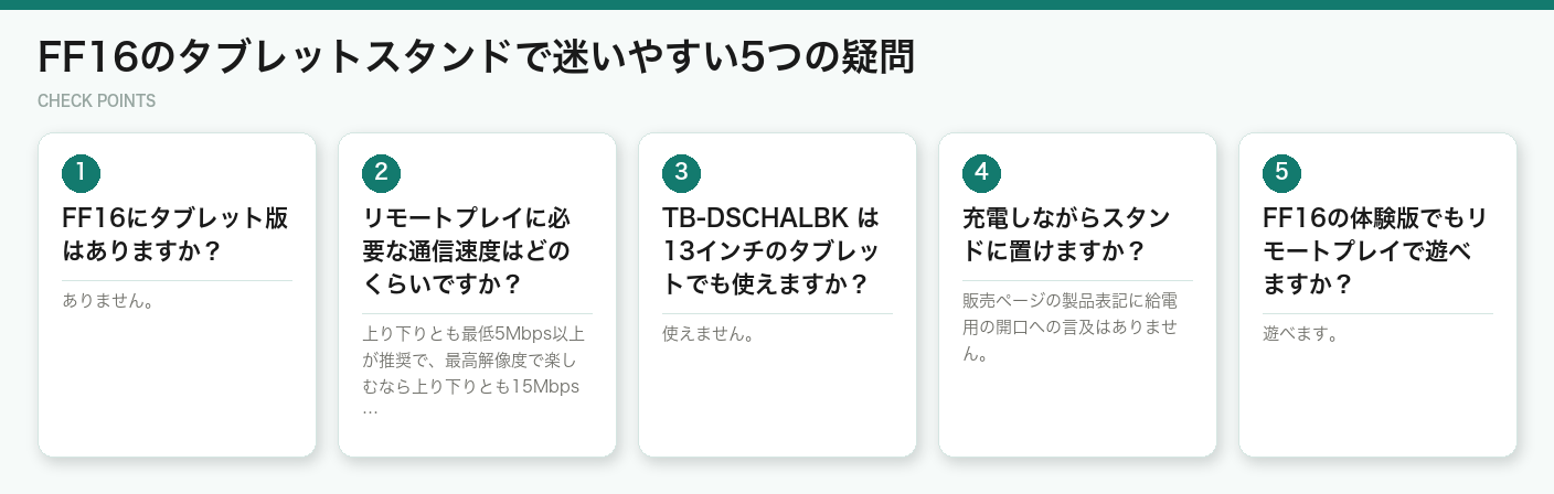 FF16のタブレットスタンドで迷いやすい5つの疑問（図解）