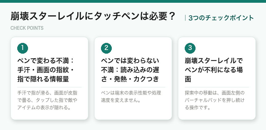 崩壊スターレイルにタッチペンは必要？の3つのチェックポイント（図解）