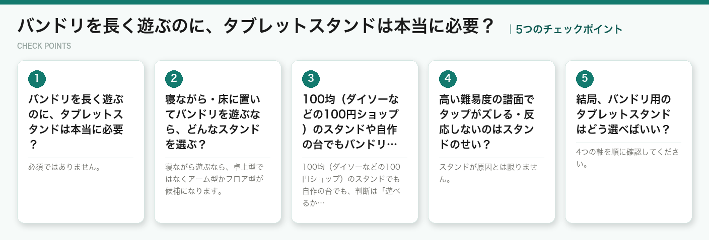 バンドリを長く遊ぶのに、タブレットスタンドは本当に必要?の5つのチェックポイント(図解)