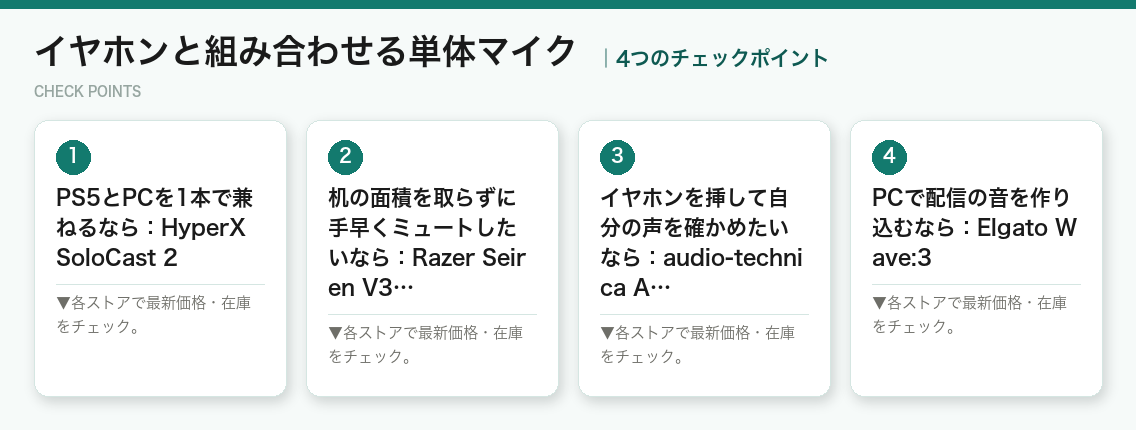 イヤホンと組み合わせる単体マイクの4つのポイント(図解)