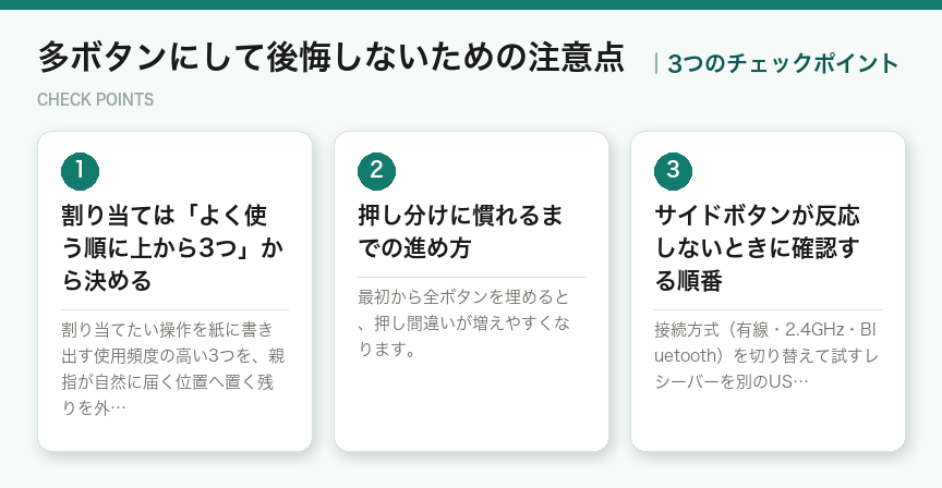 多ボタンにして後悔しないための注意点の3つのチェックポイント(図解)
